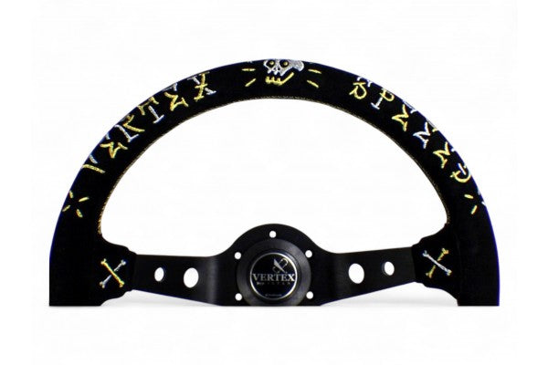 Vertex Speed Steering Wheel; Gold/Silver; Suede; 330mm x 90mm Deep
