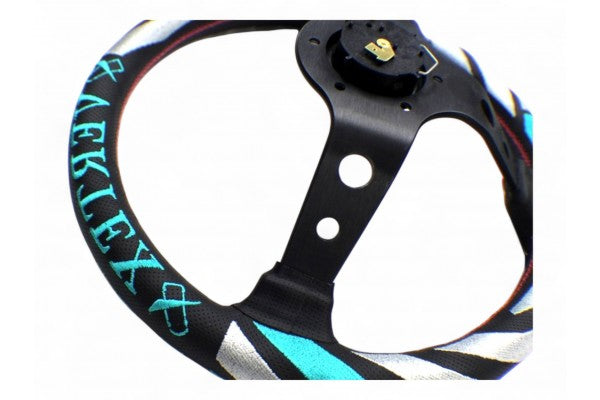 Vertex Labyrinth Steering Wheel; Perforated Leather; 330mm x 90mm Deep - Vertex USA