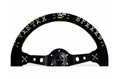 Vertex Speed Steering Wheel; Gold/Silver; Suede; 330mm x 90mm Deep