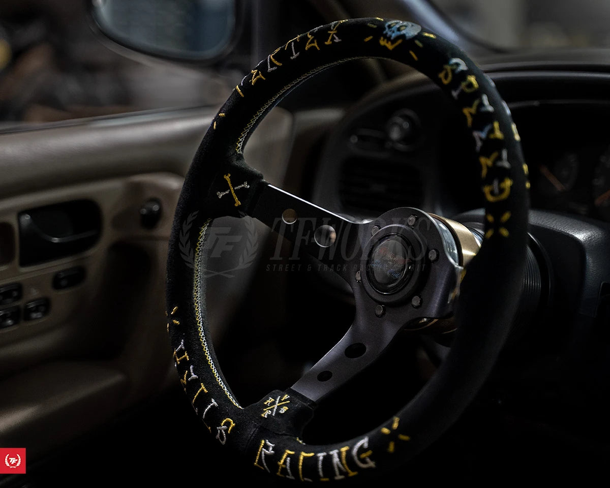 Vertex Speed Steering Wheel; Gold/Silver; Suede; 330mm x 90mm Deep