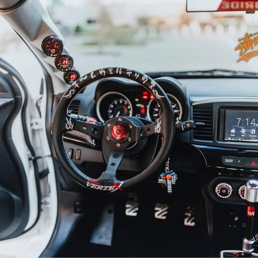 Vertex Kumadori Steering Wheel; Perforated Leather; 330mm x 90mm Deep