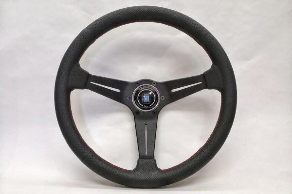 Nardi Deep Corn Steering Wheel – 350mm Black Leather/Red Stitch – Performance Parts Online – Moonlight Racing Australia