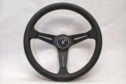 Nardi Deep Corn Steering Wheel – 350mm Black Leather/Red Stitch – Performance Parts Online – Moonlight Racing Australia