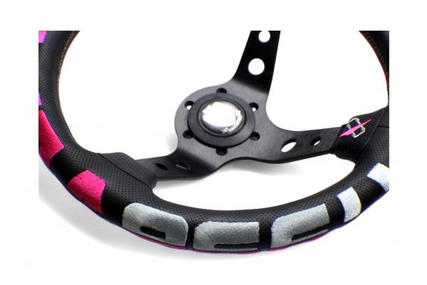 Vertex 1996 Steering Wheel; Pink; Perforated Leather; 330mm x 90mm Deep