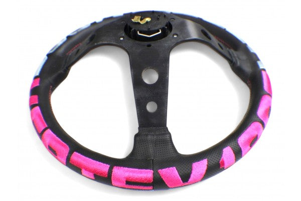 Vertex 1996 Steering Wheel; Pink; Perforated Leather; 330mm x 90mm Deep