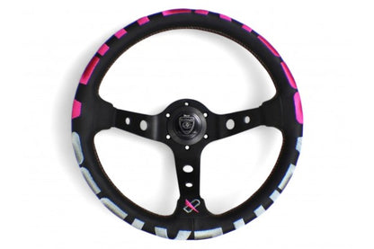 Vertex 1996 Steering Wheel; Pink; Perforated Leather; 330mm x 90mm Deep
