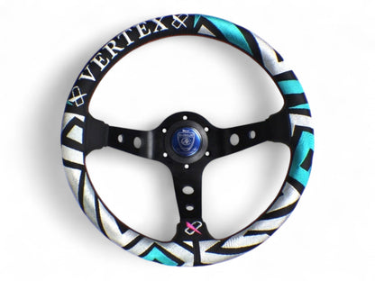 Vertex Labyrinth Steering Wheel; Perforated Leather; 330mm x 90mm Deep  - Vertex USA