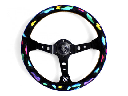 Vertex Leopard Steering Wheel; Suede; 350mm x 90mm Deep - Interior - By Category  - Vertex USA