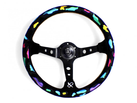 Vertex Leopard Steering Wheel; Suede; 350mm x 90mm Deep - Interior - By Category  - Vertex USA