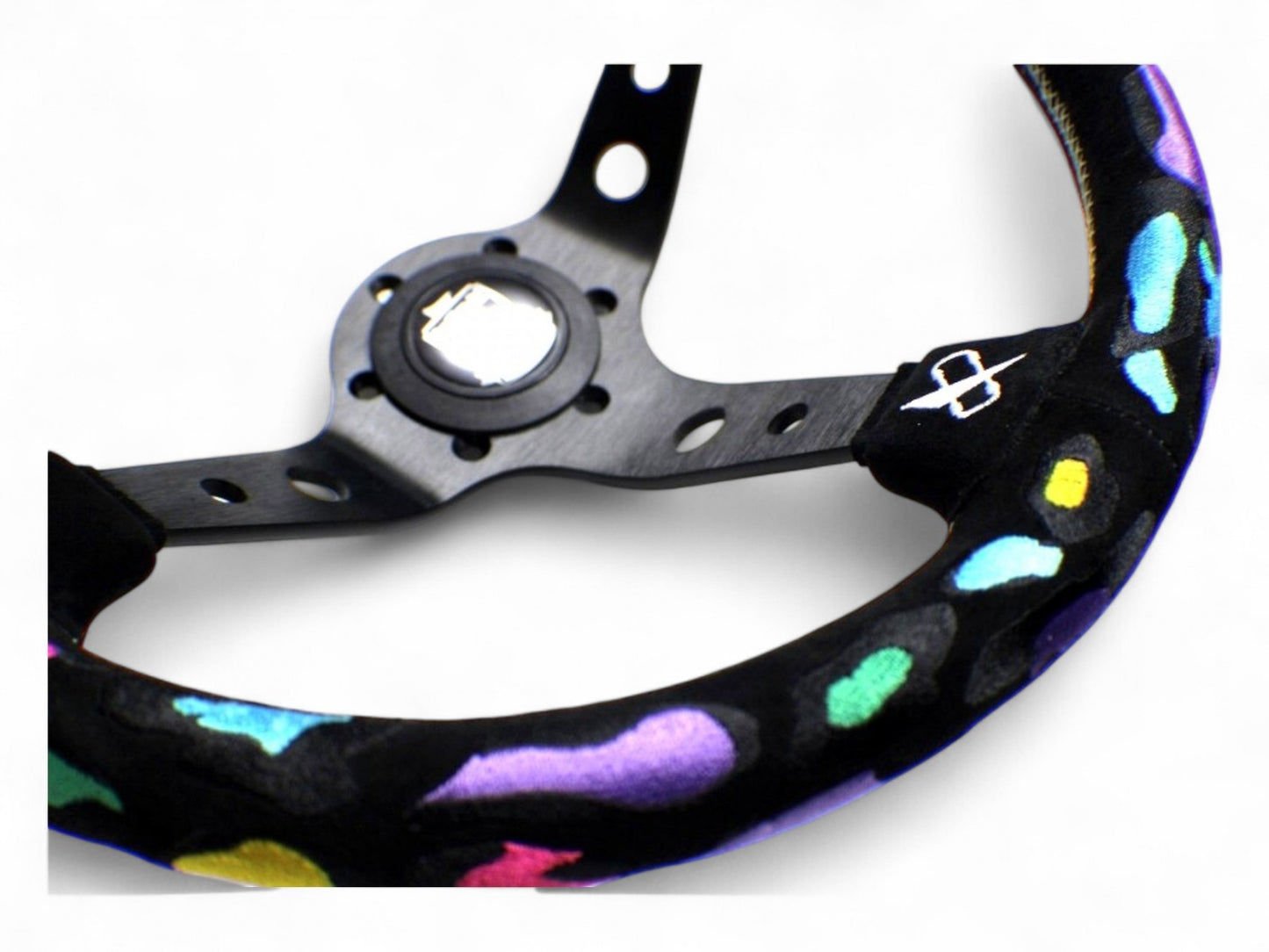 Vertex Leopard Steering Wheel; Suede; 350mm x 90mm Deep - Interior - By Category  - Vertex USA