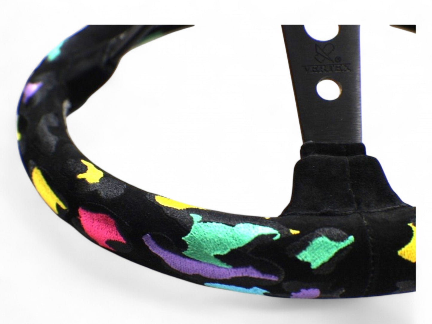 Vertex Leopard Steering Wheel; Suede; 350mm x 90mm Deep - Interior - By Category  - Vertex USA