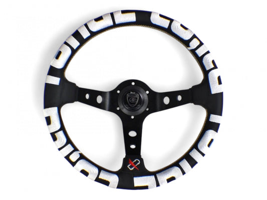 Vertex T&E White Steering Wheel; Leather; 330mm x 90mm Deep  - Vertex USA