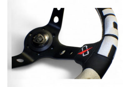 Vertex T&E White Steering Wheel; Leather; 330mm x 90mm Deep  - Vertex USA