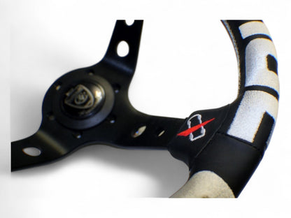 Vertex T&E White Steering Wheel; Leather; 330mm x 90mm Deep  - Vertex USA