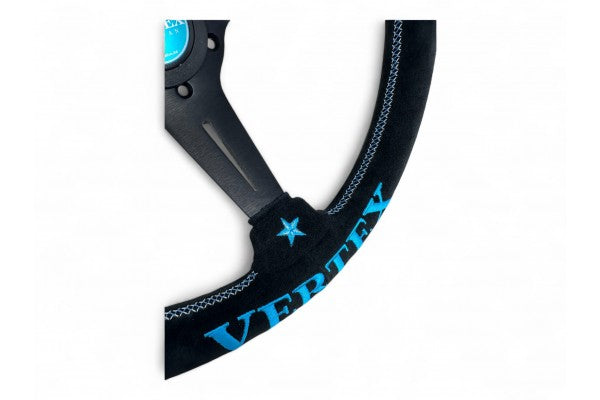 Vertex 6 Star Steering Wheel; Vertea Blue; Suede; 340mm x 70mm Deep  - Vertex USA
