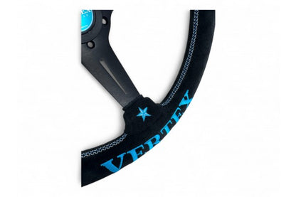 Vertex 6 Star Steering Wheel; Vertea Blue; Suede; 340mm x 70mm Deep  - Vertex USA