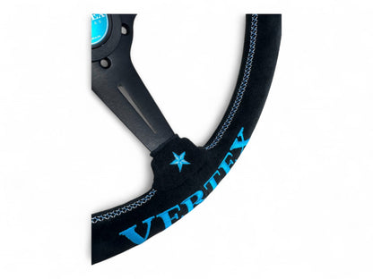 Vertex 6 Star Steering Wheel; Vertea Blue; Suede; 340mm x 70mm Deep  - Vertex USA