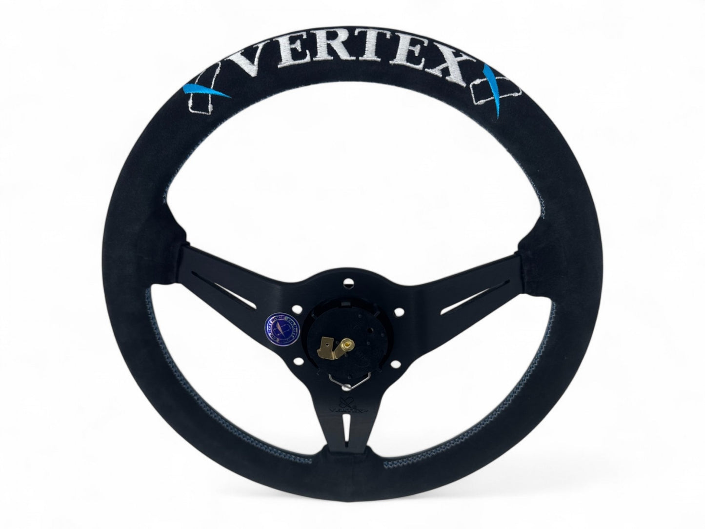 Vertex 6 Star Steering Wheel; Vertea Blue; Suede; 340mm x 70mm Deep  - Vertex USA