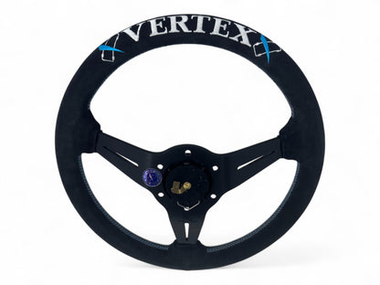 Vertex 6 Star Steering Wheel; Vertea Blue; Suede; 340mm x 70mm Deep  - Vertex USA