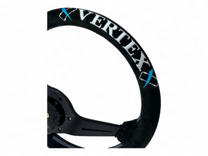 Vertex 6 Star Steering Wheel; Vertea Blue; Suede; 340mm x 70mm Deep  - Vertex USA